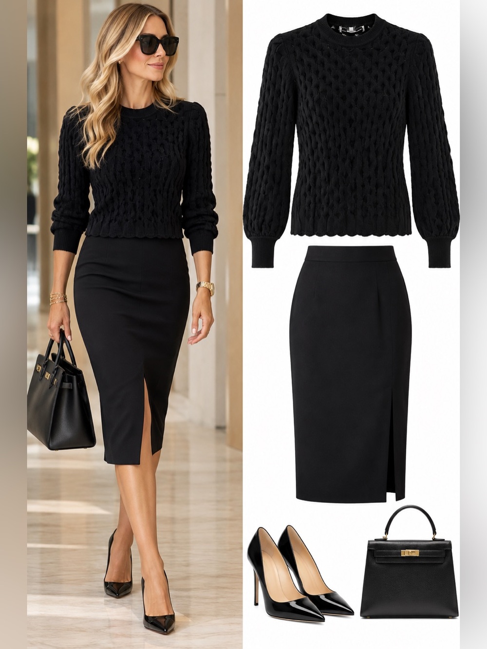 Carolina Herrera Black balloon sleeve knit size medium